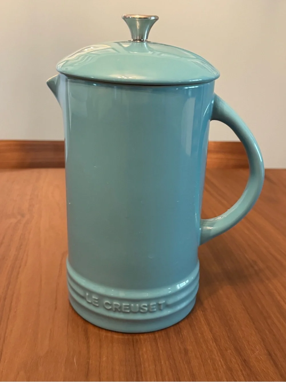 Le Creuset Stoneware French Press, Caribbean Turquoise, EUC